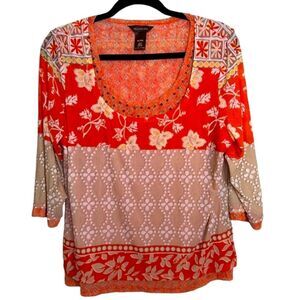 Multiples top scoop neck. Size: PL
